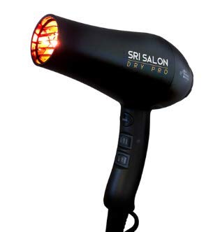 Skin Research Institute Salon Dry Pro - Red Light Therapy Professional Salon Ceramic Ionic Volumizing Anti-Frizz Hair Blow Dryer 1875W | Free Concentrator Diffuser and Comb Attachments In