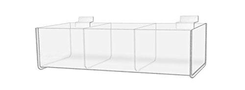 Marketing Holders Premium Acrylic Display Slatwall Clear Acrylic 3 Compartment Storage Bin 12" x 3" Qty 10