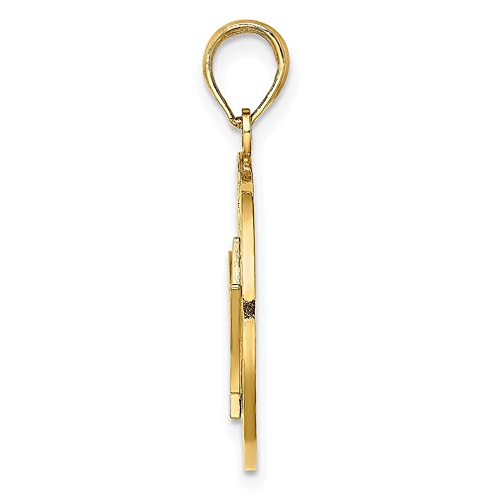 14k Yellow Gold Barbados Trident Spear Circle Charm Necklace Pendant Travel Transportation Destination Fine Jewelry For Women Gifts For Her
