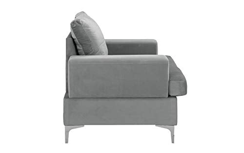 Mid Century Modern Velvet Armchair, Living Room Accent Chair (Grey)