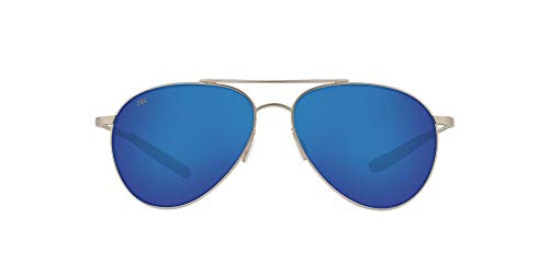 Costa Del Mar Men's Piper Polarized Aviator Sunglasses, Velvet Silver/Grey Blue Mirrored Polarized-580G, 58 mm