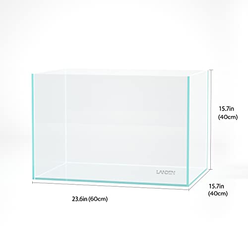 Landen 60P 23 Gallon Rimless Low Iron Aquarium Tank, 23.6" W × 15.7" D × 15.7" H (60cm x 40cm x 40cm) 8mm Thickness 111005