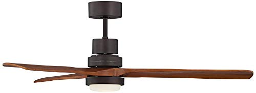 52" Casa Delta-Wing Modern Outdoor Ceiling Fan with Light Solid Wood Oil Rubbed Bronze Damp Rated for Kitchen Patio - Casa Vieja