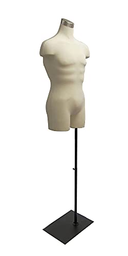 (JF-33mleg01+BS-05bk) ROXYDISPLAY Male Body Form White Color. with Jesery Cover + Black Rectangle Metal Base