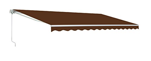 ALEKO Manual Retractable Patio Awning, 12x10 Ft Exterior Sunshade Outdoor Canopy – Brown