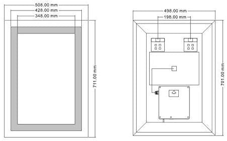 Led Bathroom Mirror Lighted Backlit Wall Mounted Square Mirror with Defogger Button Very Light White Color Vanity Mirror