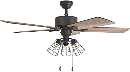 Prominence Home 50684-01 Aspen Pines Farmhouse Ceiling Fan (3 Speed Remote), 52", Barnwood/Tumbleweed, Aged Bronze