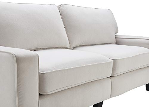 Serta Palisades Upholstered Sofas for Living Room Modern Design Couch, Straight Arms, Soft Fabric Upholstery, Tool-Free Assembly, 61" Loveseat, Cream