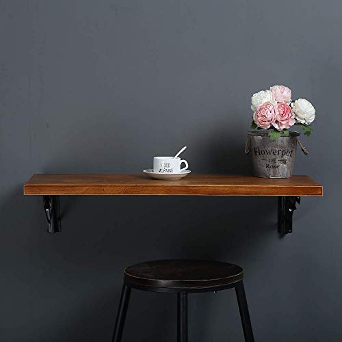 (47" Lx14 W) Industrial Rustic Folding Wall Mounted Workbench Drop Leaf Table, Dining Table Desk, Pine Wood Wall Mounted Bar Tables,Workbench,Study Table,Collapsible Butcher Block Solid Wood Table