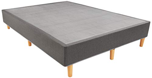 AmazonBasics Premium Foldable Mattress Foundation/Box Spring with Steel Slats and Wood Legs, Tools-free Assembley, King