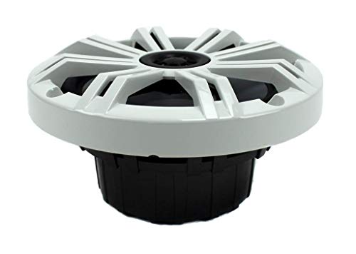 4) Kicker OEM Replacement 6.5" 195W LED Marine Audio Coaxial Stereo Speakers with Silver Grilles