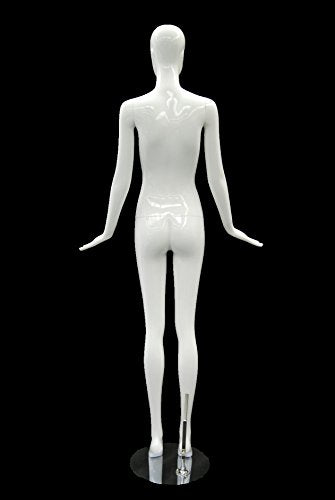 (MD-XD01W) ROXYDISPLAY Glossy White Fiberglass Abstract Female Mannequin, standing pose