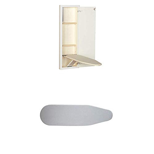 Household Essentials 18100-1 StowAway In-Wall Ironing Board Cabinet w/ Built In Board Pad&Cover Silver Silicone