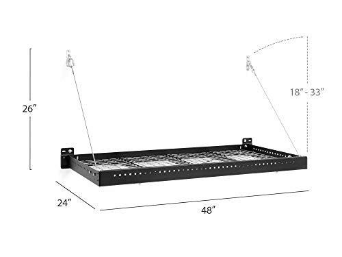 NewAge Products Pro Series Black 2 ft. x 4 ft. Wall Mounted Steel Shelf (Set of 2), Garage Overheads, 40410