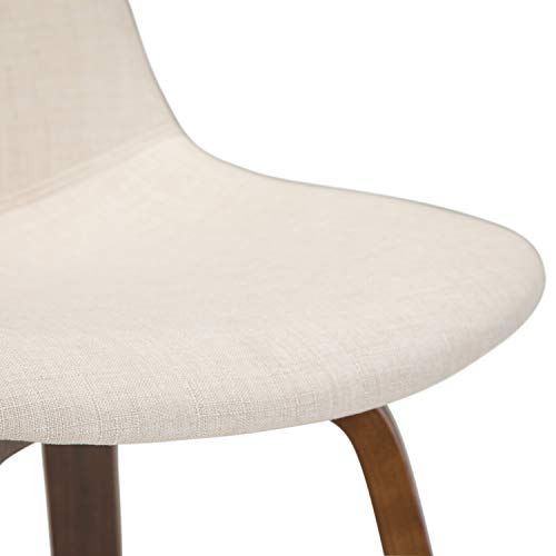 SIMPLIHOME Randolph Mid Century Modern Bentwood Counter Height Stool (Set of 2) in Natural Linen Look Fabric