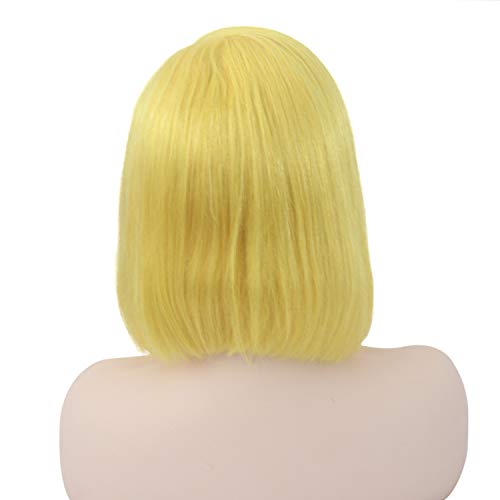 Lace Front Bob Wigs Human Hair 180% Density Blunt Cut Short Straight Bob Full Thick Ends Glueless Lace Frontal Side Part Bob Bleached Knots with Natural Hairline