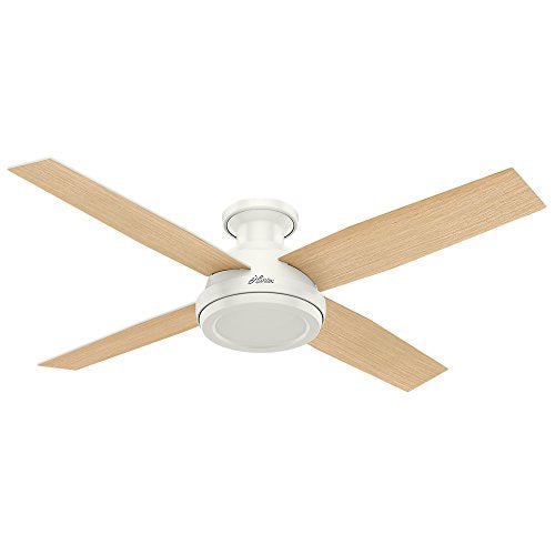 Hunter Indoor Low Profile Ceiling Fan, with remote control - Dempsey 52 inch, White, 59248