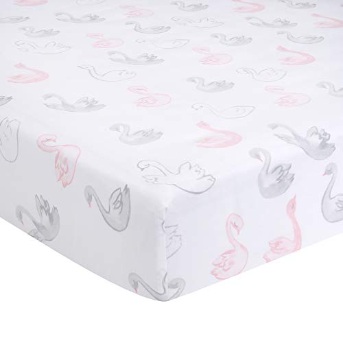 Lambs & Ivy Signature Swan Princess Pink Sateen 3-Piece Baby Crib Bedding Set