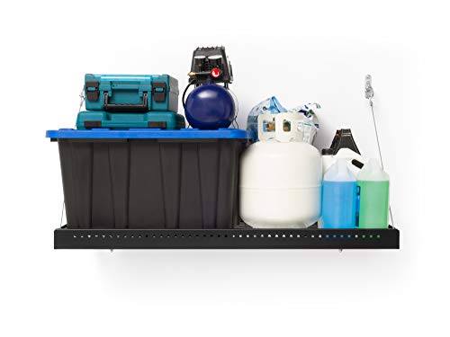 NewAge Products Pro Series Black 2 ft. x 4 ft. Wall Mounted Steel Shelf (Set of 2), Garage Overheads, 40410