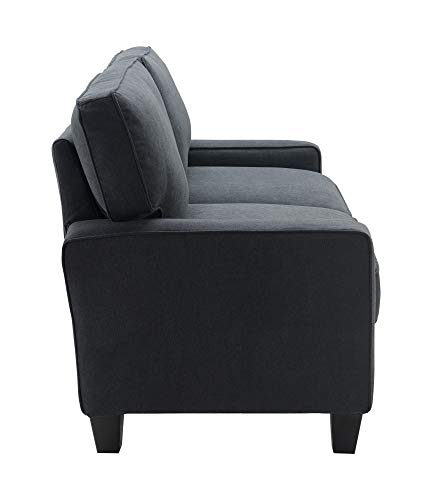 Serta Palisades Upholstered Sofas for Living Room Modern Design Couch, Straight Arms, Soft Fabric Upholstery, Tool-Free Assembly, 78", Charcoal