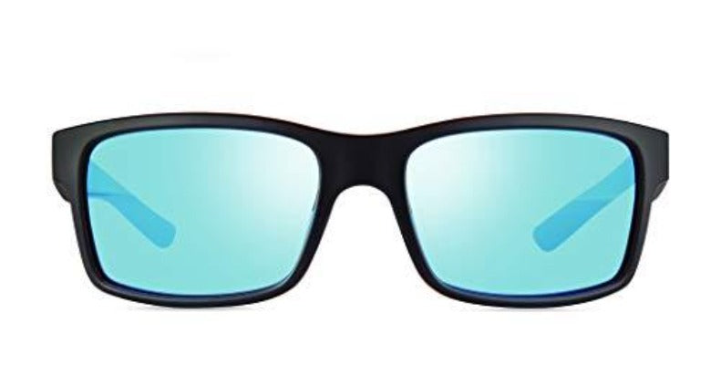 Revo Mens Polarized Sunglasses Crawler XL Wraparound Frame 64 mm, Matte Black Frame, Blue Water
