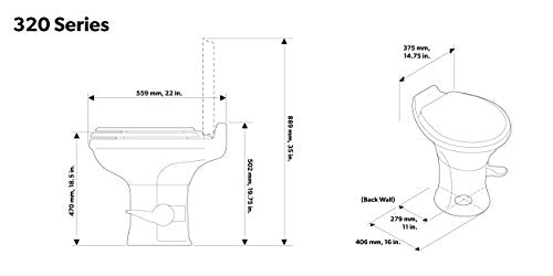 Dometic - 302320183 320 Series Standard Height Toilet w/Hand Spray, Bone