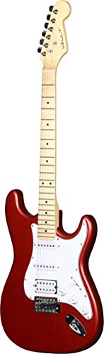 Vault Electric Guitar with Maple Neck Bundle with Gig Bag, 10w Amp, Strap, Tuner, Strings, Instrument Cable, Capo, and Picks - Black