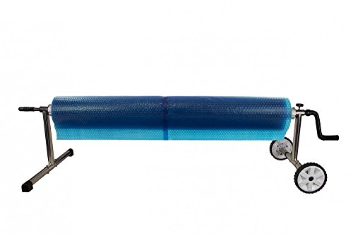Sun2Solar 12-Foot-by-24-Foot Rectangle Clear Solar Cover and Deluxe Reel System | 1200 Series Style Heating Blanket | Bundled Kit for Rectangular In-Ground Swimming Pool | Place Cover Bubble-Side Down