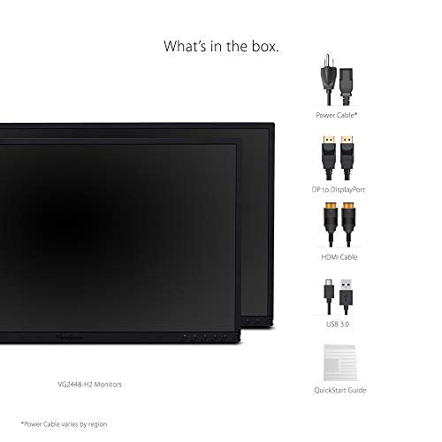 ViewSonic VG2448_H2 24 Inch Dual Pack Head-Only IPS 1080p Monitors with HDMI DisplayPort USB for Home and Office