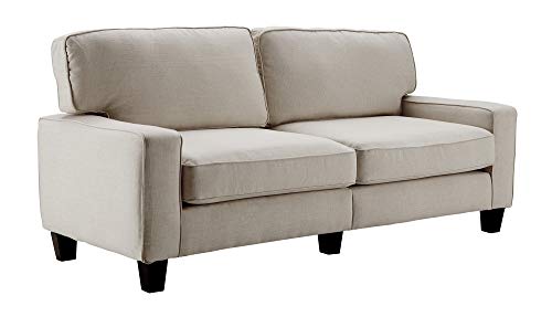 Serta Palisades Upholstered Sofas for Living Room Modern Design Couch, Straight Arms, Soft Fabric Upholstery, Tool-Free Assembly, 78", Light Gray