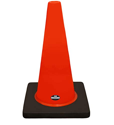 (Set of 20) 18" Orange RK Safety Traffic PVC Cones, Black Base - No Reflective Collar