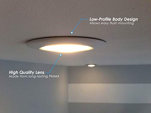 20 Pack 5/6" Inch LED Slim Ceiling Disk Light, Soft White 2700K with 4" J-Box AC Technology, 15W, 120V, CRI>90, Beam Spread 120, 1000 Lumens, Dimmable, Energy Star and Intertek Listed
