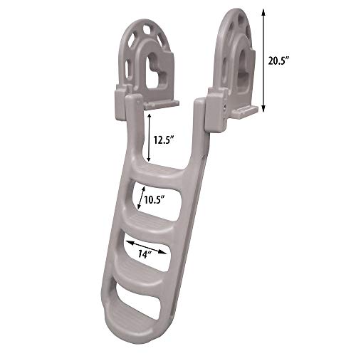 Dock Edge + Dock Ladder, 4 - Step, Flip Up, Stand Off - Grey
