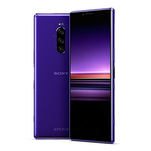 Sony Xperia 1 Unlocked Smartphone 6.5" 4K HDR OLED CinemaWide Display, 128GB - Purple - (US Warranty) with 16-inch Laptop Backpack and Battery Pack Bundle (3 Items)
