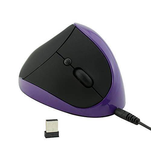 2.4G Wireless/Wired Mouse, Ergonomic Rechargeable 6 Keys Optical Vertical Cordless Mouse Mice with USB Receiver Purple Wired