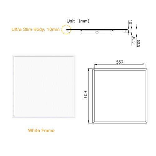 LED Edge-Lit Flat Panel 2x2 Ft Led Light Panel Dimmable 0-10V, 40W (120W Equivalent), 5000K Daylight White Led Panel Lights, White Frame, DLC & UL