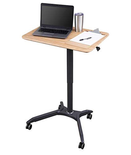 Pneumatic Adjustable Height Laptop Desk Cart (28", Charcoal/White Oak)