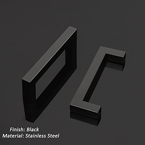 100 Pack Probrico Black Stainless Steel Square Corner Bar Cabinet Door Handles Drawer Pulls Knobs 1/2 in Width Hole Centers 4 inch 102mm