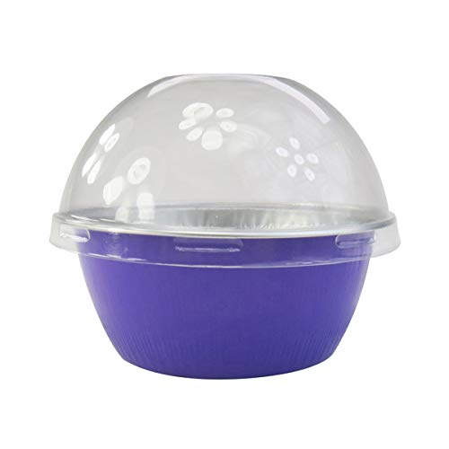 KitchenDance Disposable Aluminum Colored Baking Cups- Creme Brulee cups- Dessert Cups- 4 oz. Size with Lids (1000, Purple w/High Dome Lid)