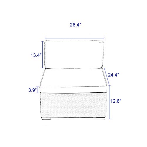 U-Eway Patio Furniture Sets All-Weather Outdoor Sectional Sofa Yard Manual Weaving Wicker Rattan Cushion Glass Table