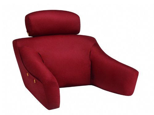 BedLounge Hypoallergenic (Small Size, 100% Cotton Cover, Burgundy Color) The Ultimate Back Wedge, Bed Rest, Back Support, Comfort Reading Pillow