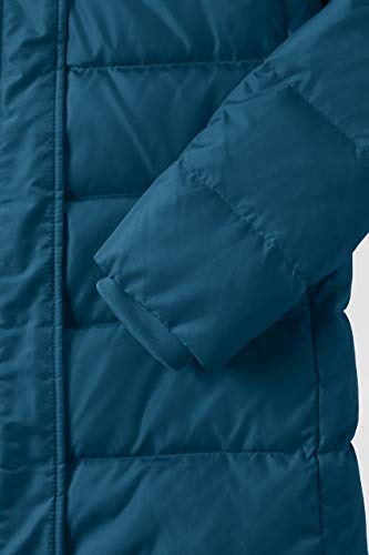 Lands' End WMS Faux Fur Down Coat Dark Blue Teal Regular Medium