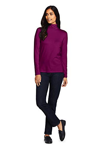 Lands' End Women LWCM Shaped Turtleneck Beet Root Petite X-Small