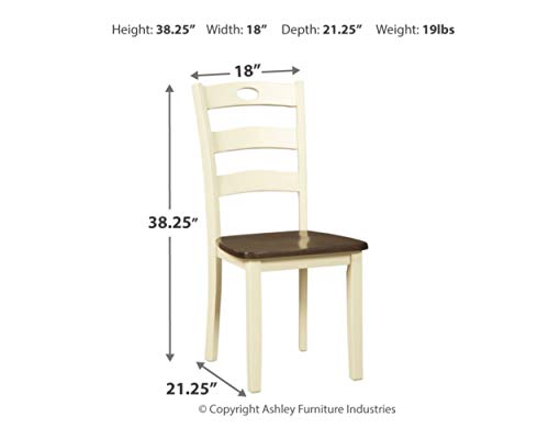Signature Design by Ashley Woodanville Cottage Ladderback Dining Chair, 2 Count, Cream & Brown
