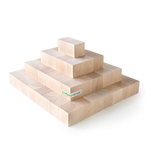 1.5 inch Wood Blocks | Natural Unfinished Craft Wooden Cubes -by CraftpartsDirect.com | Bag of 500