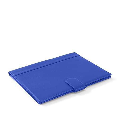 Leatherology Electric Blue Portfolio A4 Organizer with Tablet Pocket, Magnetic Closure, Full Grain Leather