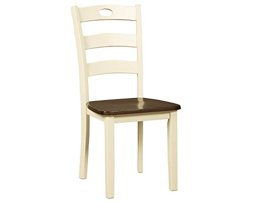Signature Design by Ashley Woodanville Cottage Ladderback Dining Chair, 2 Count, Cream & Brown