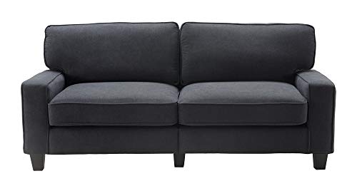 Serta Palisades Upholstered Sofas for Living Room Modern Design Couch, Straight Arms, Soft Fabric Upholstery, Tool-Free Assembly, 78", Charcoal