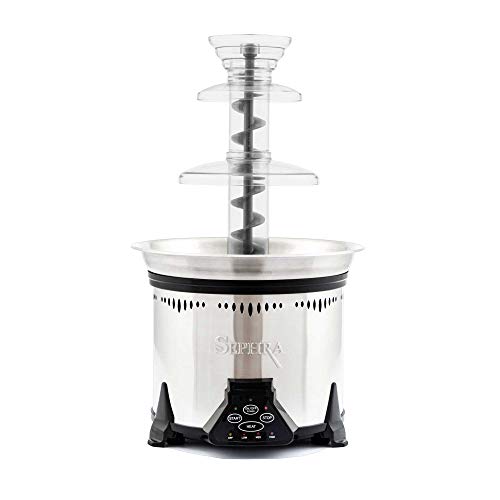 Sephra Chocolate Fountain Fondue Electric Stainless Steel Heated Basin Quickset Tier Assembly 19in 4-6lb Capacity Serves 40-50