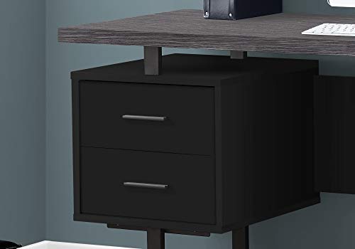 Monarch Specialties Computer Desk with Drawers - Contemporary Style - Home & Office Computer Desk with Metal Legs - 60" L (Black - Grey Top)